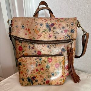 Floral Leather Backpack and Pouch Set